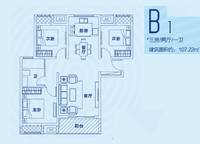 鄭西理想城B1戶型 3室2廳1衛(wèi)1廚 107.00㎡