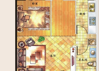 Ⅱ期F-4戶型圖 1室1廳1衛(wèi)1廚 59.00㎡