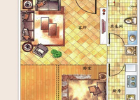 Ⅱ期F-6 戶型圖 1室1廳1衛(wèi)1廚 56.76㎡