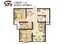 3室1廳1衛(wèi)87-88㎡ 3室1廳1衛(wèi)1廚 88.00㎡