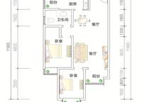 20號樓2B（西南戶）戶型 2室2廳1衛(wèi)1廚 88.42㎡