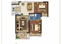 鄭州綠地城A戶型兩房兩廳一衛(wèi)80㎡ 2室2廳1衛(wèi)1廚 80.00㎡