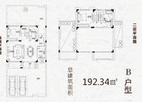 B戶型平面圖 2室2廳1衛(wèi)1廚 192.34㎡