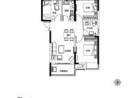 三室兩廳一衛(wèi)；89㎡；D1戶型 3室2廳1衛(wèi)1廚 89.00㎡