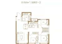 五號院B戶型 3室2廳1衛(wèi)1廚 89.00㎡