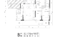179㎡中廳 4室2廳3衛(wèi)1廚 179.00㎡