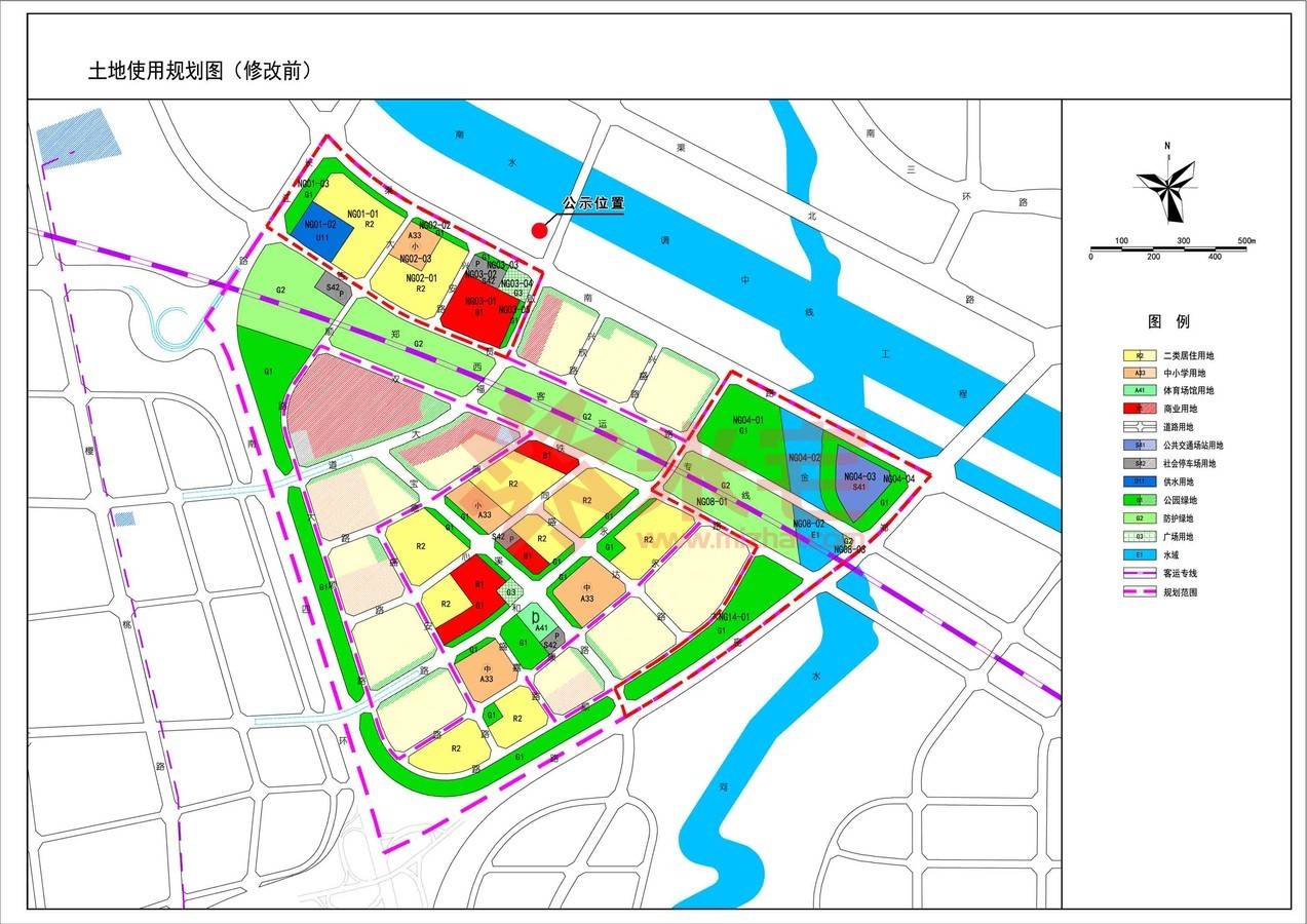 规划公示图 郑州市二七区侯寨滨河花园社区 用地使用规划图(修改前)